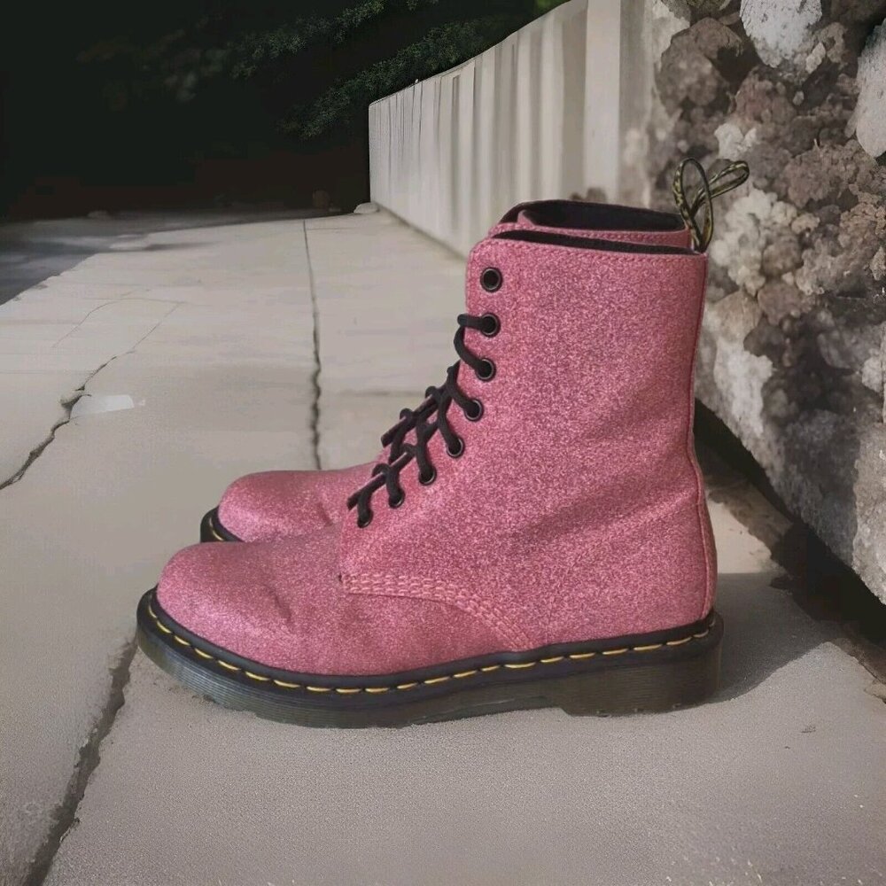 Dr. Martens Pink sparkly Combat Boots